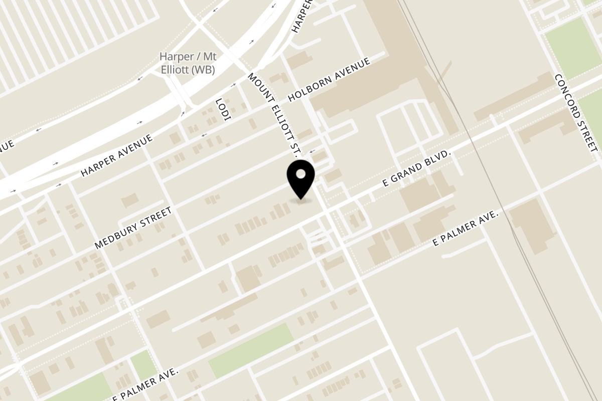 Map showing the location of Legends Coney Island Mt Elliott St on 5805 Mt Elliott St in Detroit