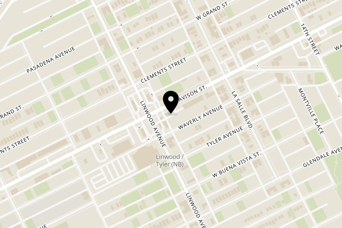 Map showing the location of Legends Coney Island Davidson on 2525 W Davidson in Detroit